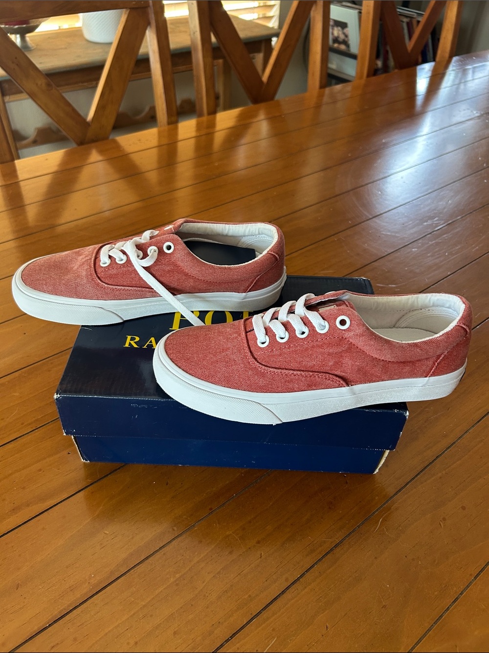 Polo Ralph Lauren Coral Canvas Lace-Up Sneakers | Women’s Size 7.5 | NWT